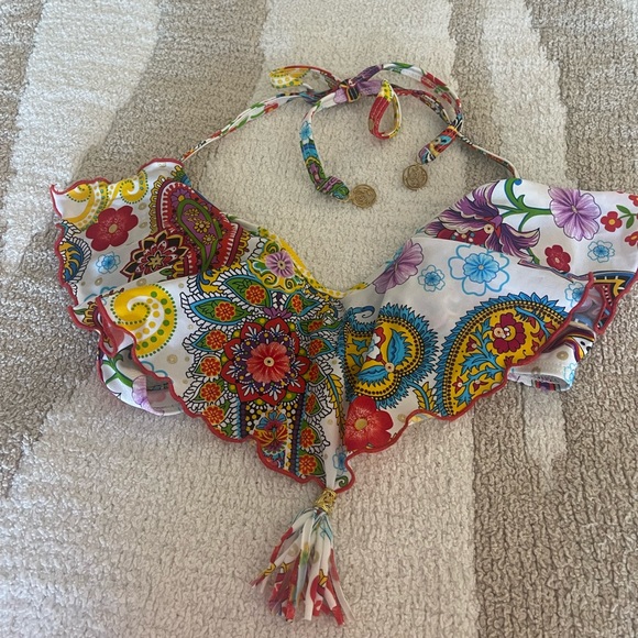 Luli Fama floral swim top with tassel - Women’s Small - Picture 6 of 7